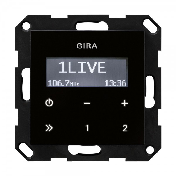 Gira 228405 Unterputz-Radio RDS System 55 Schwarzglasoptik