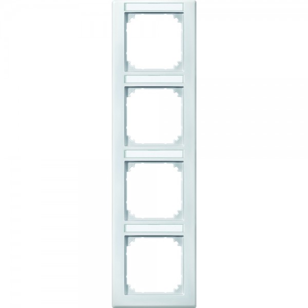 Merten 474419 M-Smart-Abdeckrahmen 4-fach mit Beschriftungsträger senkrecht polarweiß edelmatt
