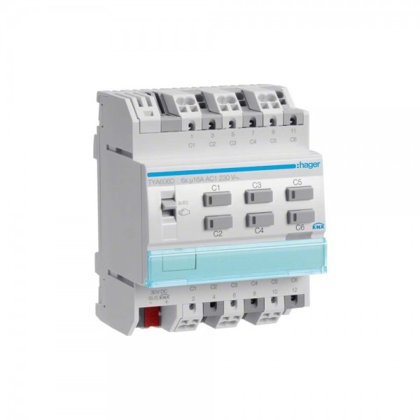 Hager TYA606D Schalt-/Jalousieaktor pro für C-Last 16 A 6/3-fach KNX