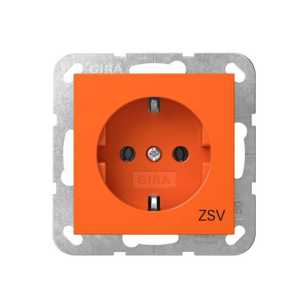 Gira 4188109 SCHUKO-Steckdose 16 A 250 V~ mit Aufdruck ZSV System 55 Orange glänzend